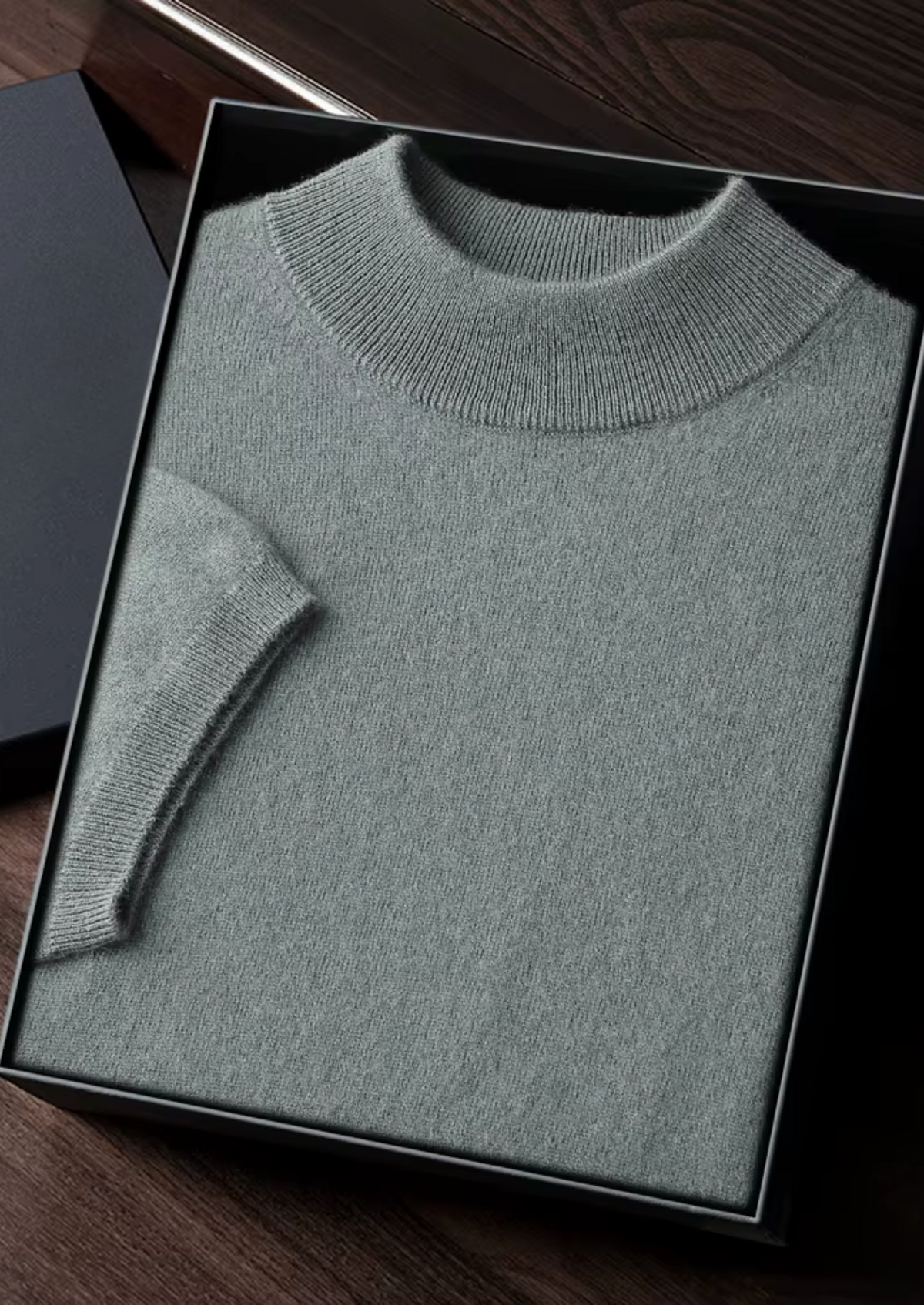 Premium Cashmere Mock Neck T-Shirt by SATRI & CO. – product view 32