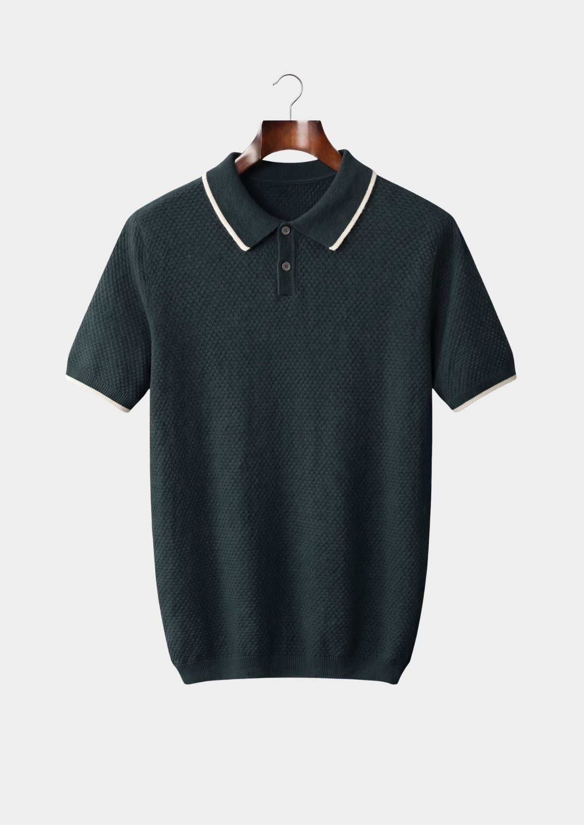 Premium Cashmere Sea Green Two-Tone Polo by SATRI & CO. – product view 1