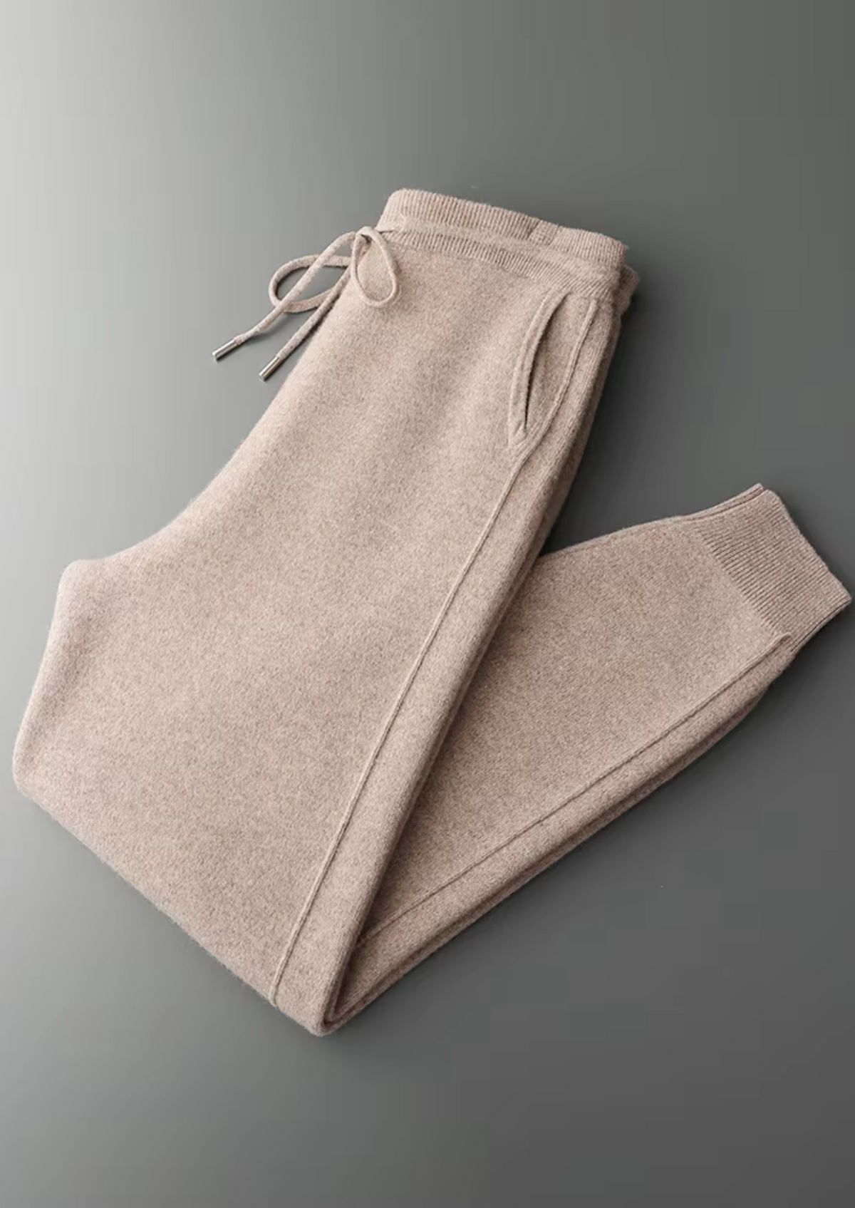 Pure Extra-Fine Merino Wool Light Grey Leisure Joggers by SATRI & CO. – product view 6