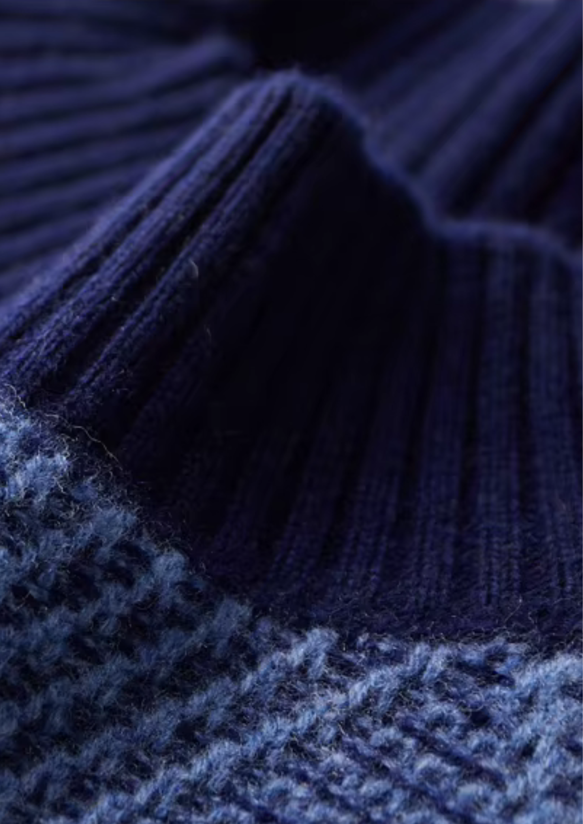 Pure Extra-Fine Merino Wool Two-Tone Patterned Mock Neck by SATRI & CO. – product view 5