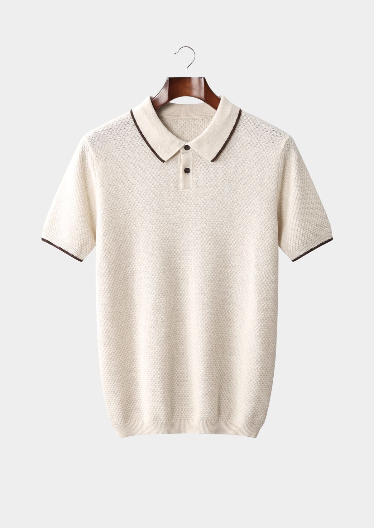 Premium Cashmere White Two-Tone Polo by SATRI & CO. – product view 1