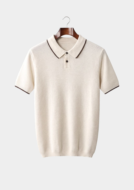 Premium Cashmere White Two-Tone Polo by SATRI & CO. – product view 1