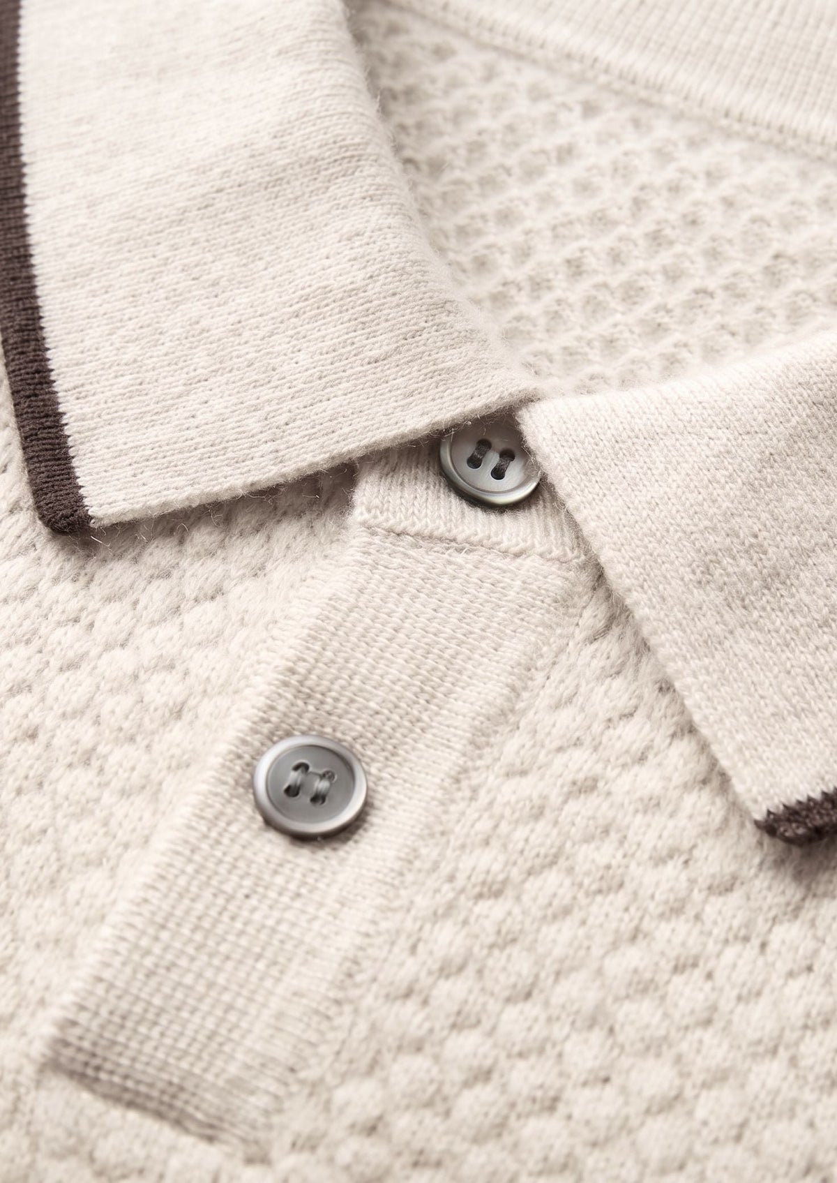 Premium Cashmere White Two-Tone Polo by SATRI & CO. – product view 2