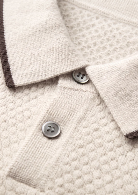 Premium Cashmere White Two-Tone Polo by SATRI & CO. – product view 2