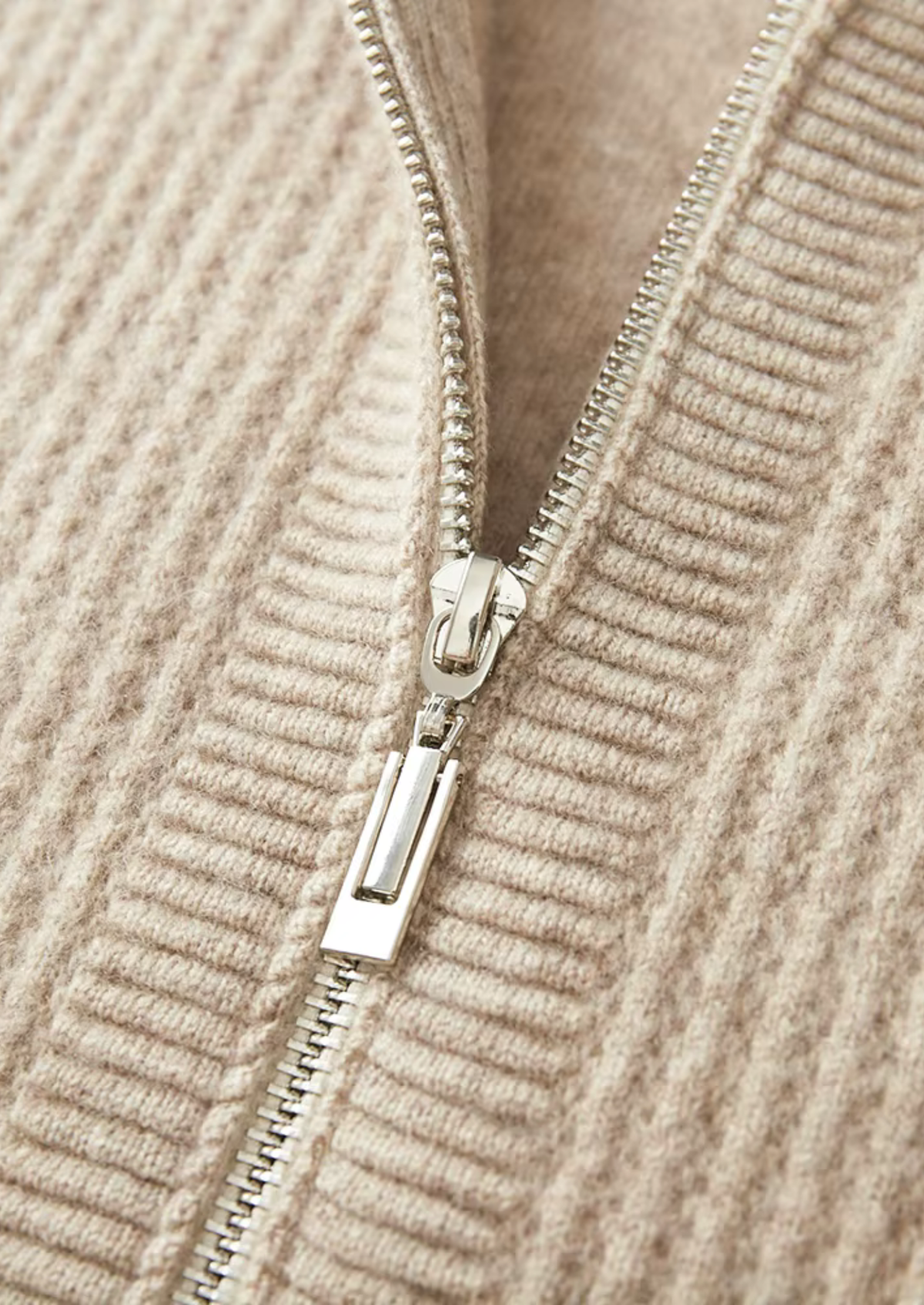Pure Extra-Fine Merino Wool Ribbed Zipper Hoodie by SATRI & CO. – product view 4