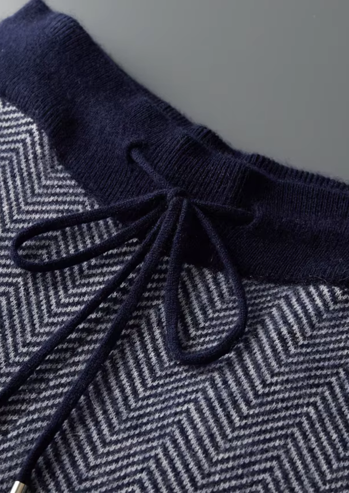 Pure Extra-Fine Merino Wool Navy Blue Herringbone Set by SATRI & CO. – product view 5