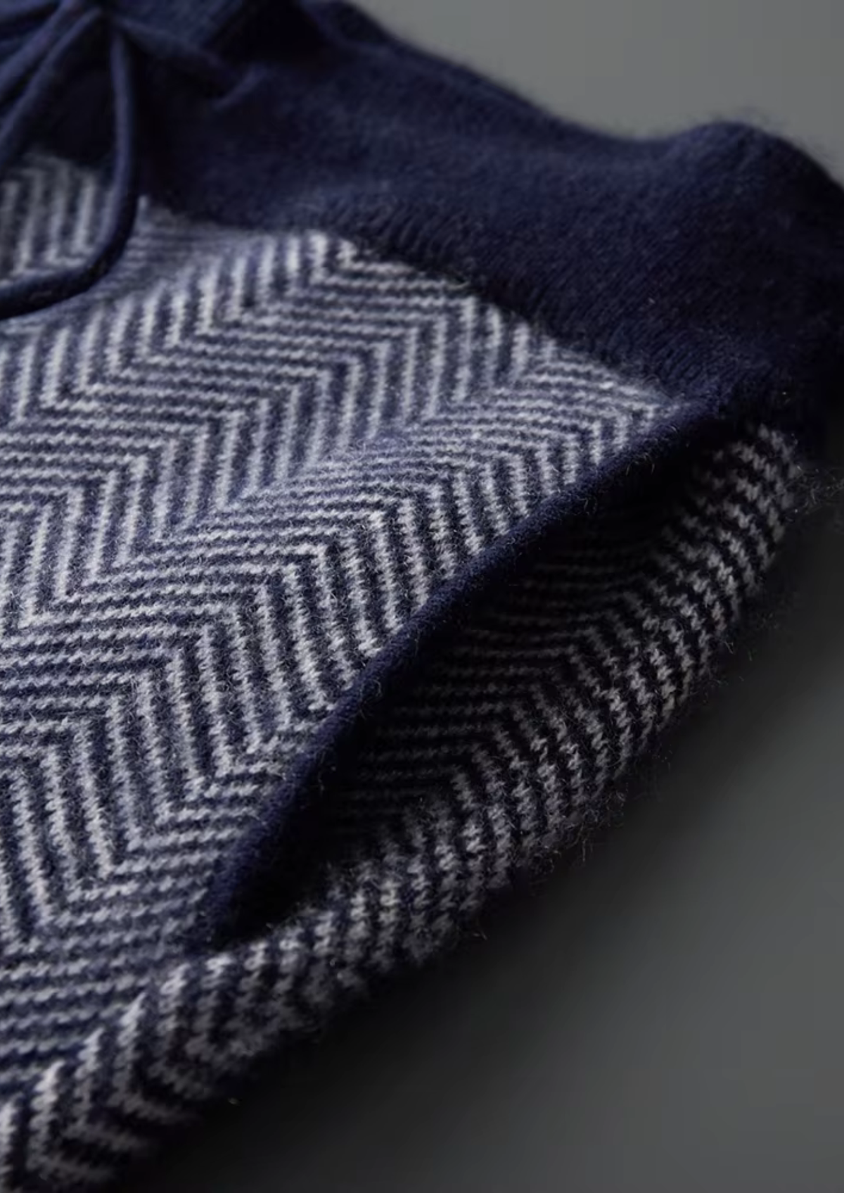 Pure Extra-Fine Merino Wool Navy Blue Herringbone Set by SATRI & CO. – product view 6