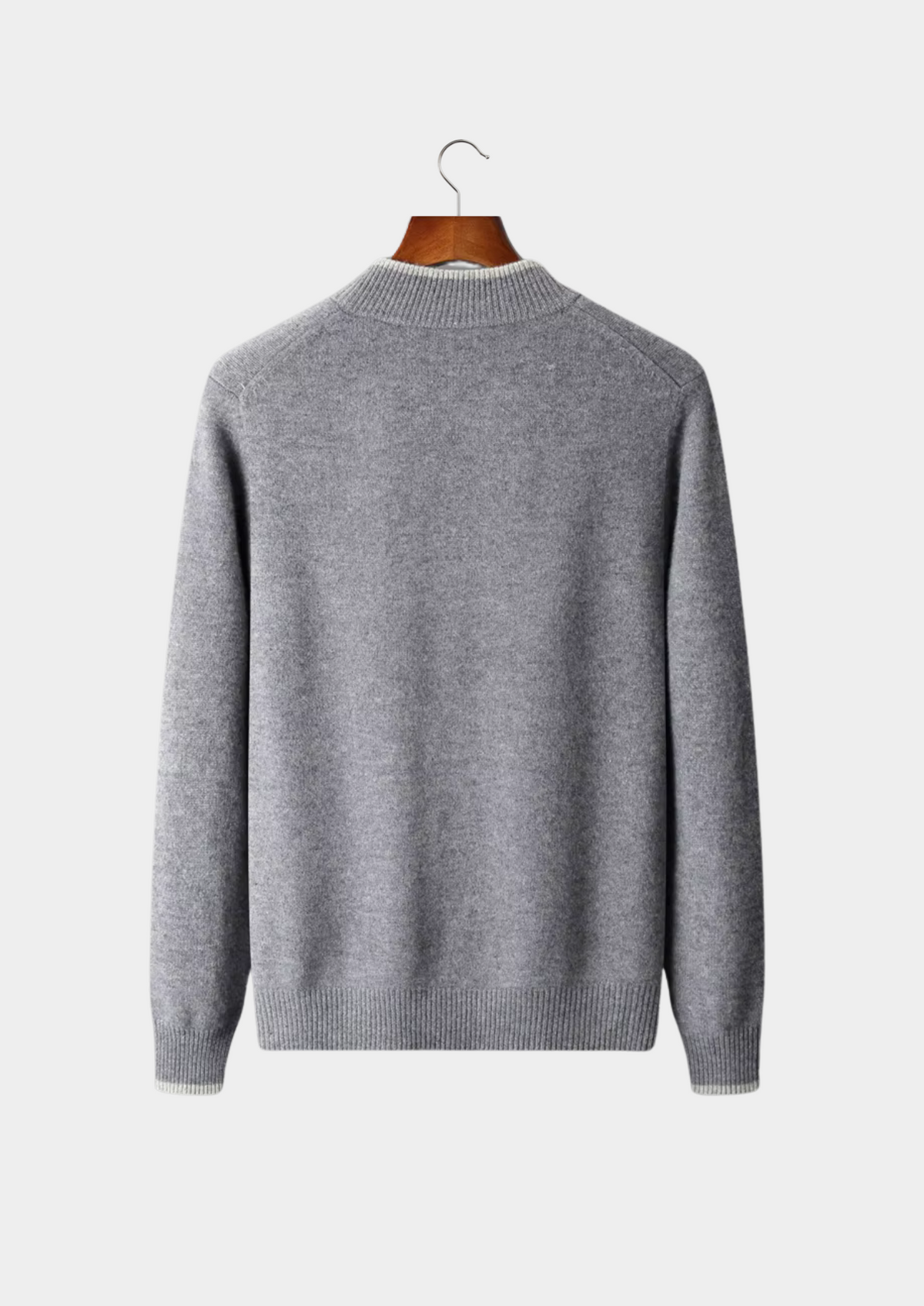 Pure Extra-Fine Merino Wool Two-Tone Zip Cardigan by SATRI & CO. – product view 2