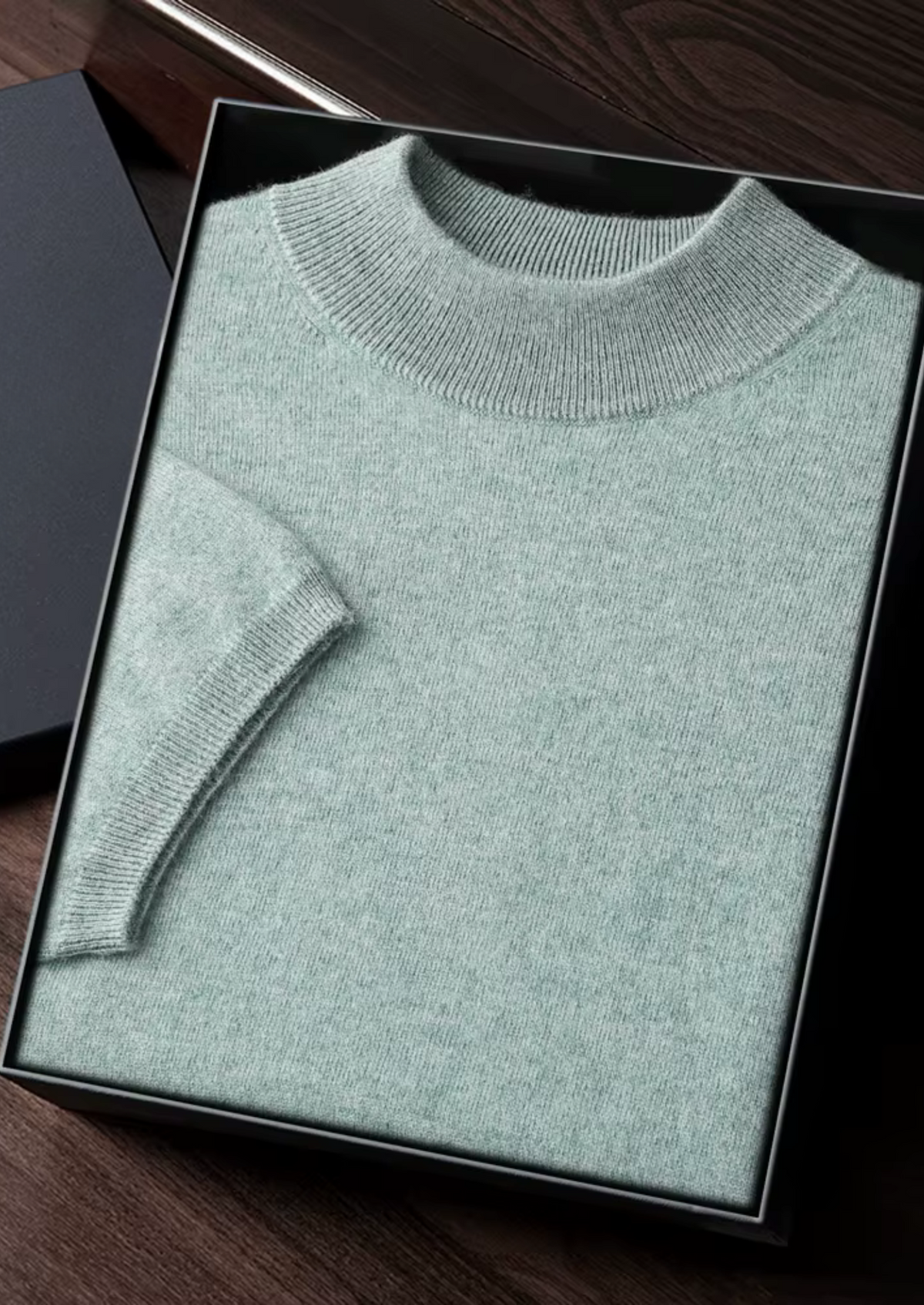 Premium Cashmere Mock Neck T-Shirt by SATRI & CO. – product view 31