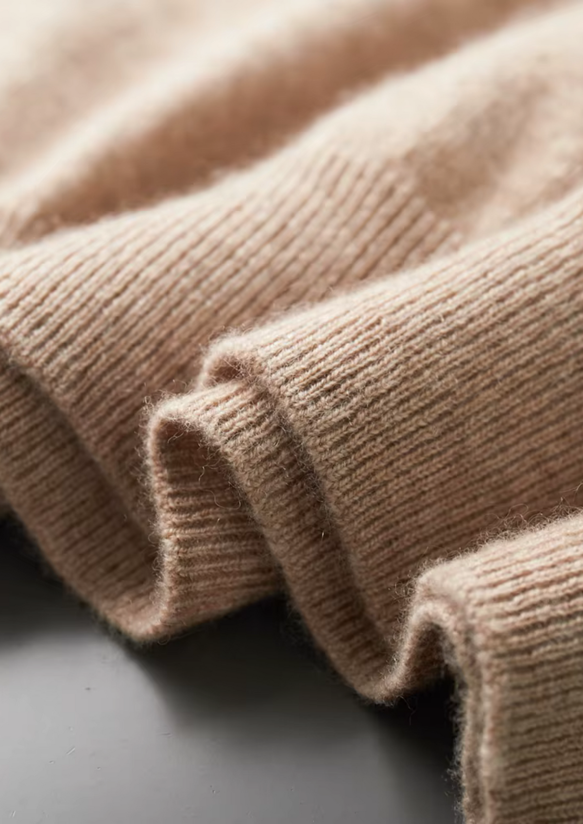 Premium Cashmere Classic Crew Neck T-Shirt - Light Beige by SATRI & CO. – product view 4