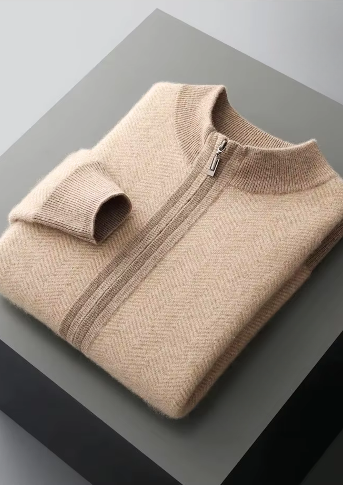 Pure Extra-Fine Merino Wool Sand Herringbone Set by SATRI & CO. – product view 2