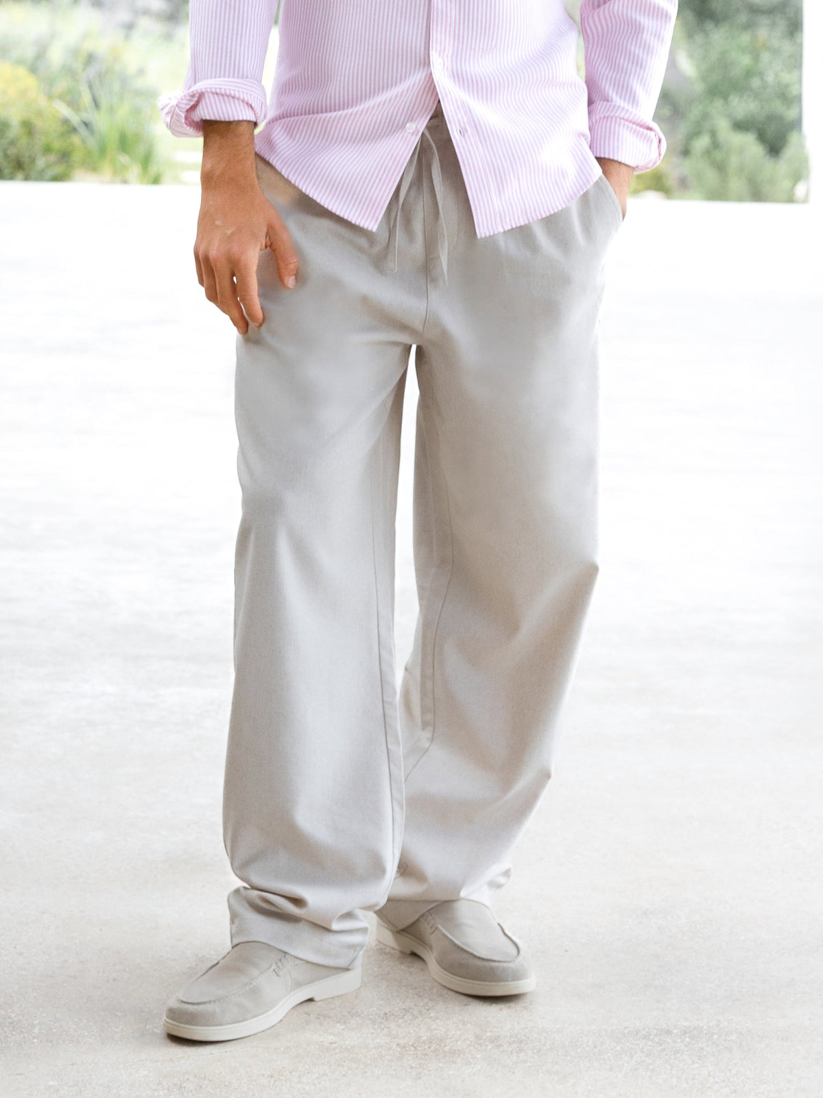 Men's Jude Relaxed Linen Trousers - Light Beige | SATRI