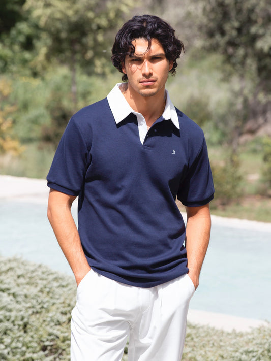 Men's Ander Relaxed Polo Shirt - Navy | SATRI