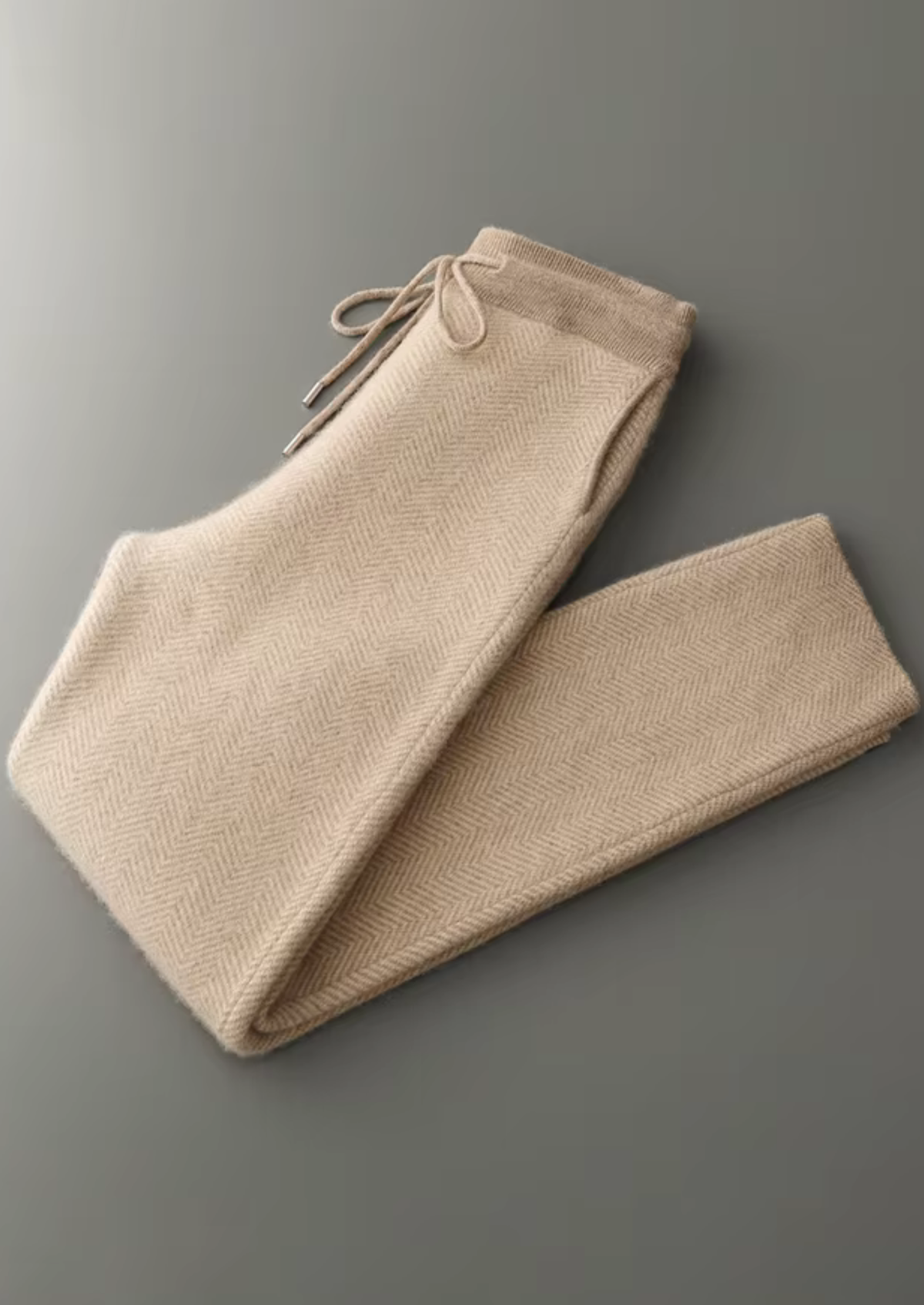 Pure Extra-Fine Merino Wool Sand Herringbone Set by SATRI & CO. – product view 3