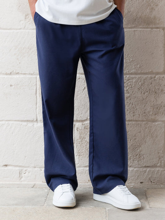 Men's Freddie Relaxed Linen Trousers - Navy | SATRI