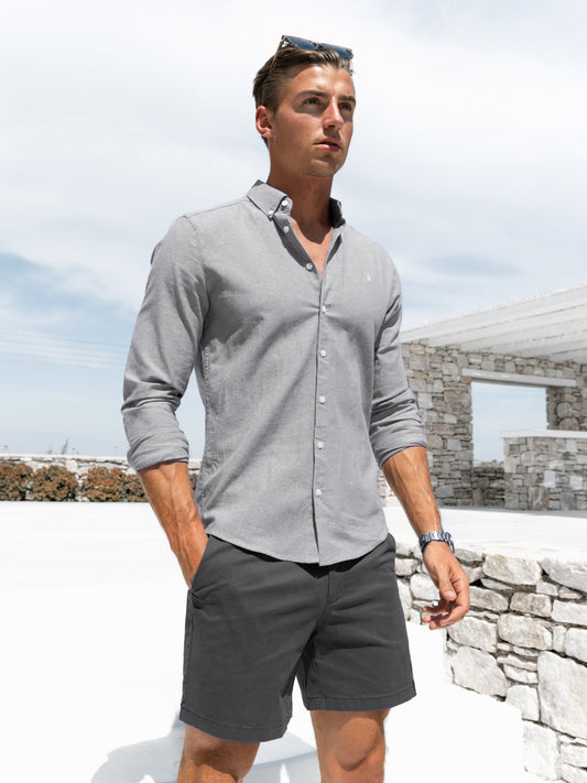 Rowan Long Sleeve Cotton Shirt - Grey