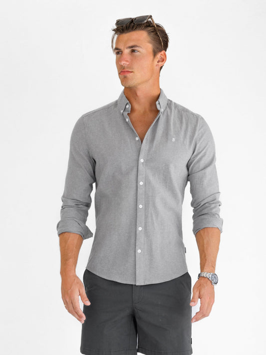 Men's Rowan Long Sleeve Cotton Shirt - Grey | SATRI