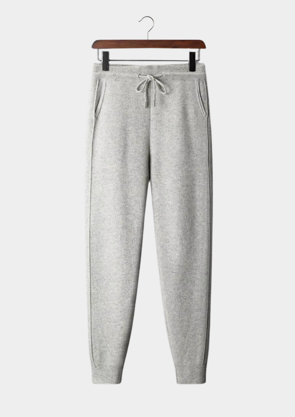 Pure Extra-Fine Merino Wool Light Grey Leisure Joggers by SATRI & CO. – product view 1