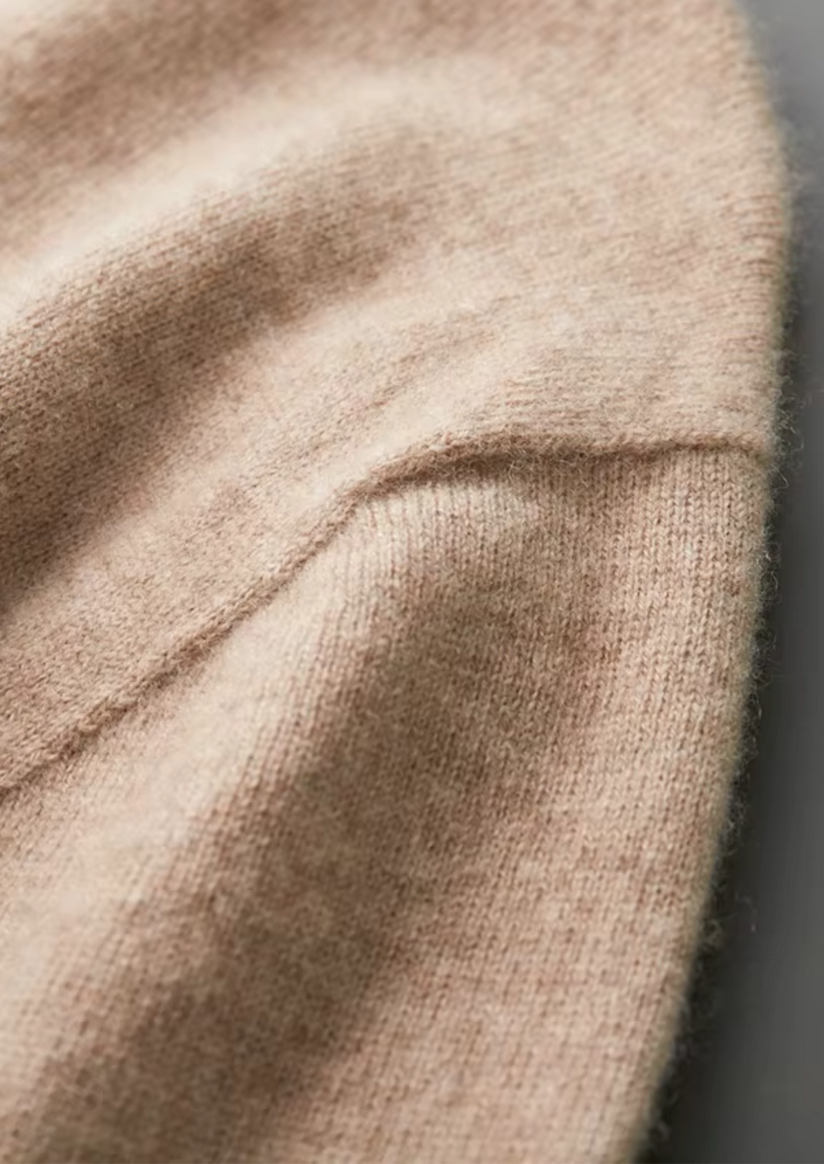 Premium Cashmere Classic Crew Neck T-Shirt - Light Beige by SATRI & CO. – product view 6