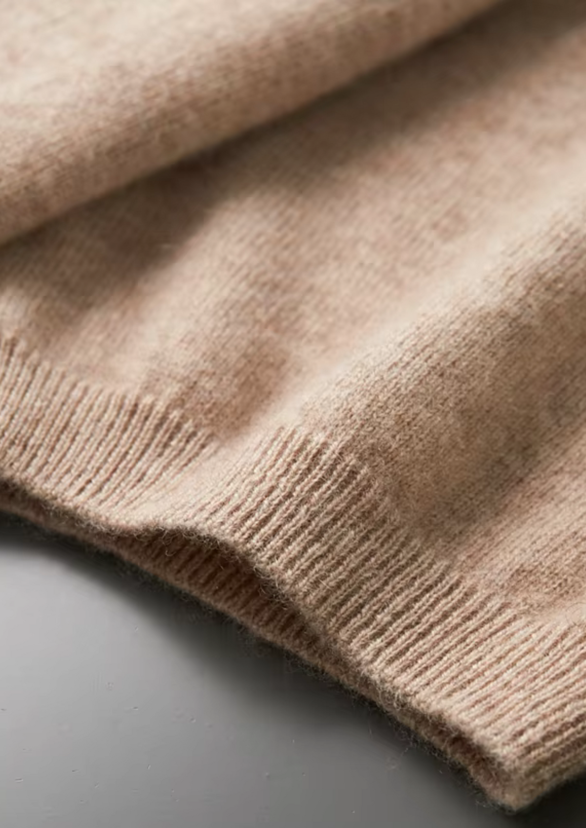 Premium Cashmere Classic Crew Neck T-Shirt - Light Beige by SATRI & CO. – product view 7