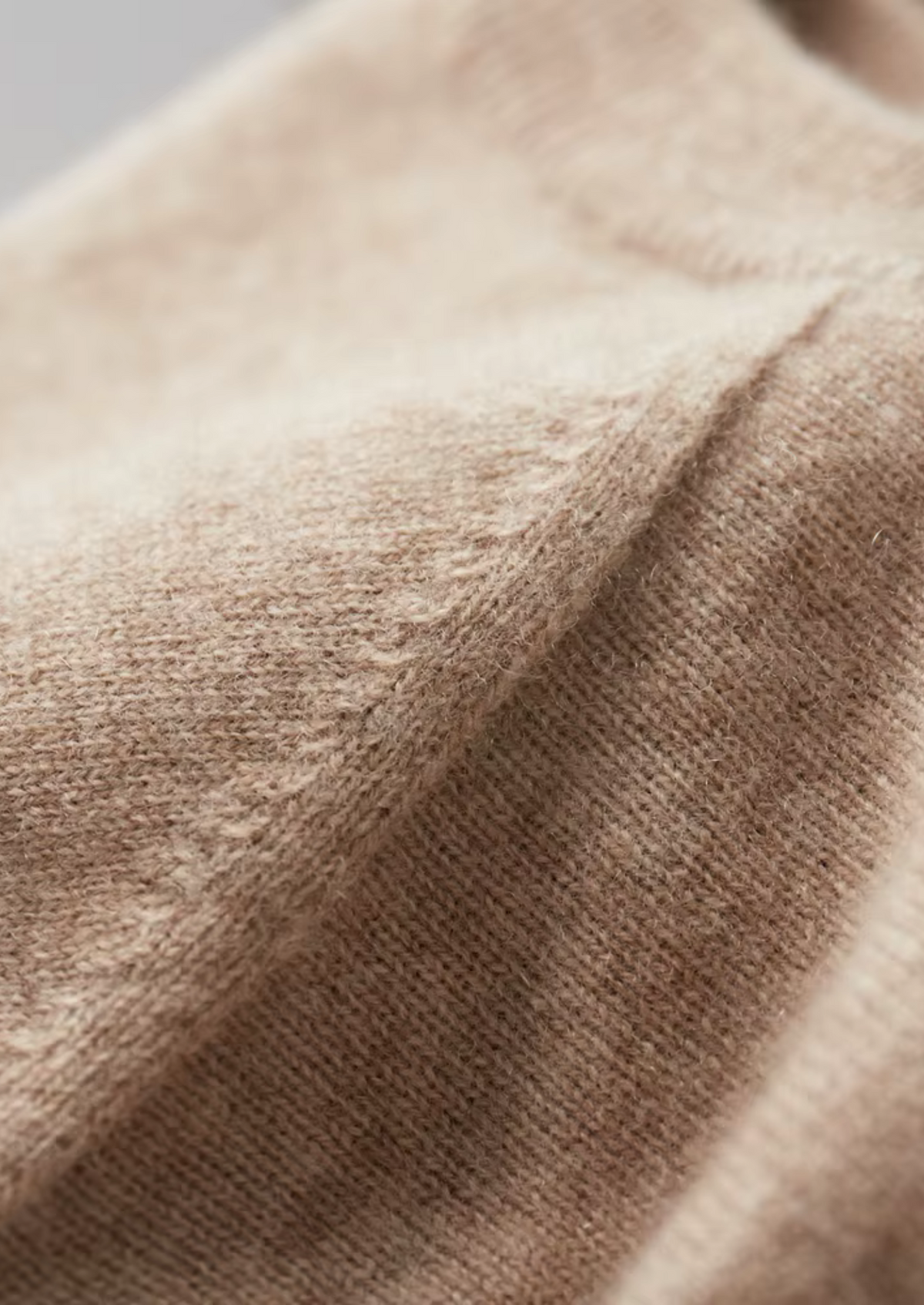 Premium Cashmere Classic Crew Neck T-Shirt - Light Beige by SATRI & CO. – product view 5
