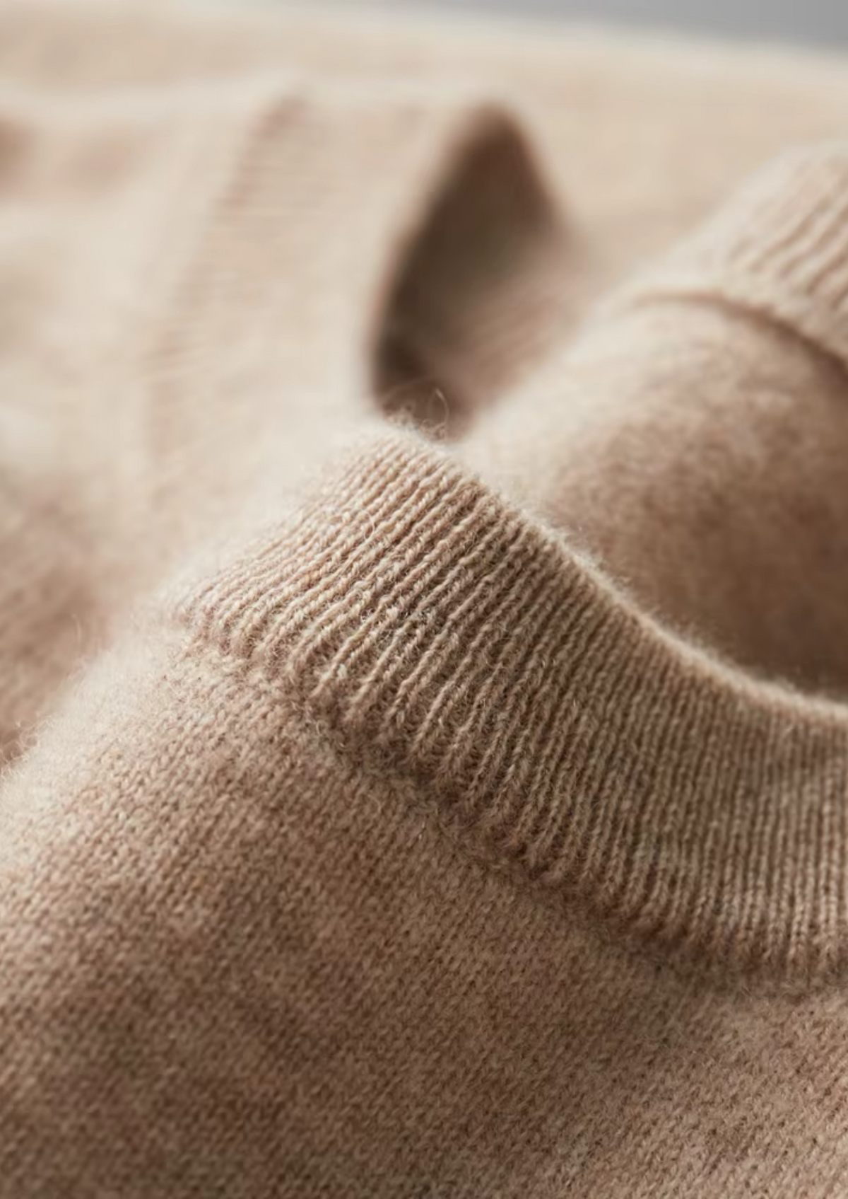 Premium Cashmere Classic Crew Neck T-Shirt - Light Beige by SATRI & CO. – product view 3