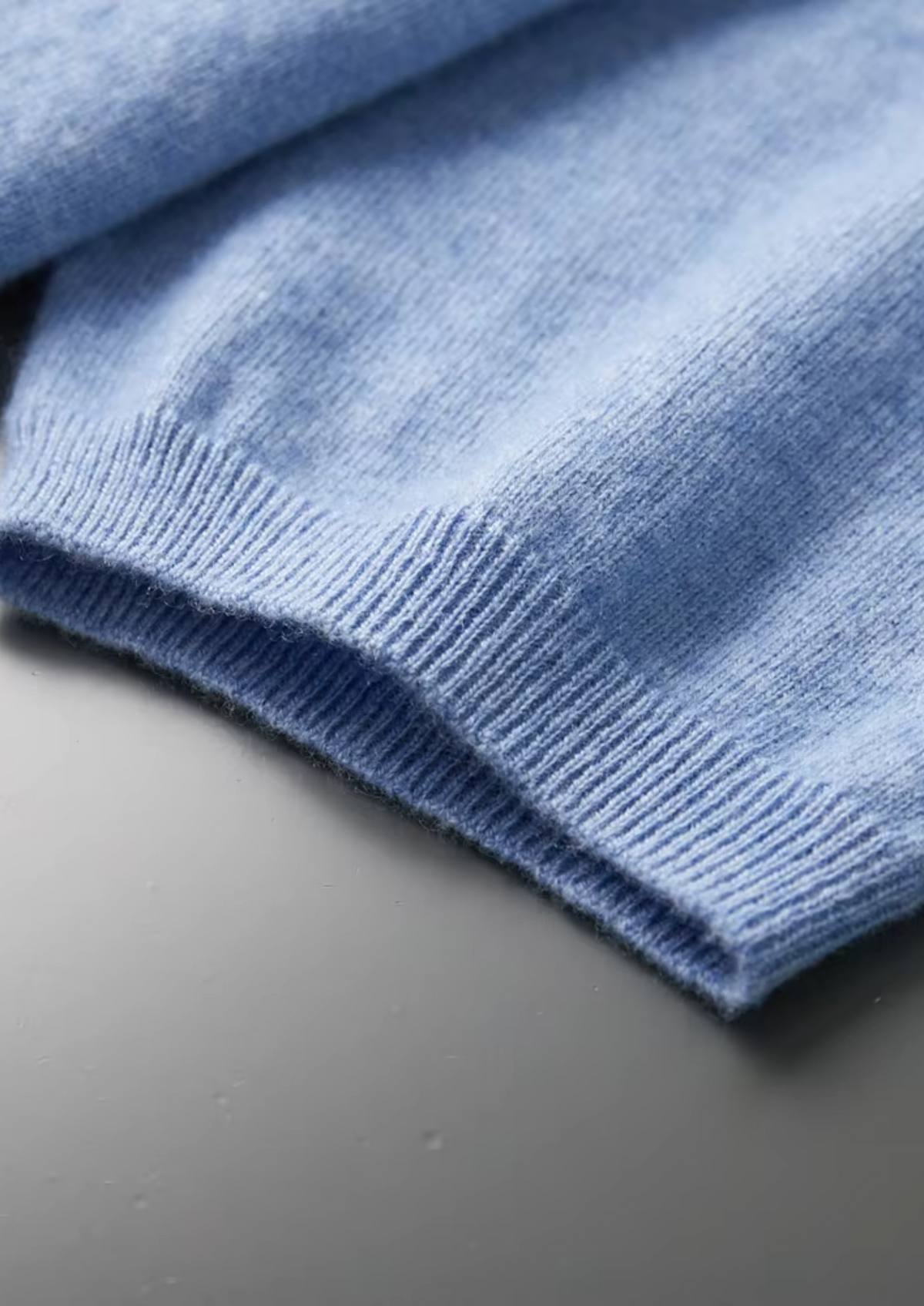 Premium Cashmere Classic Crew Neck T-Shirt - Light Blue by SATRI & CO. – product view 5