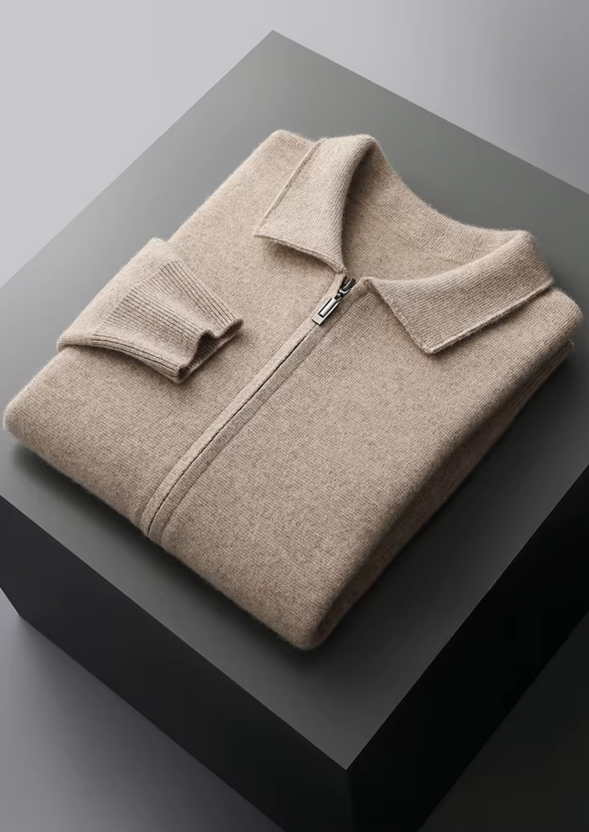 Pure Extra-Fine Merino Wool Zip Polo Cardigan by SATRI & CO. – product view 3