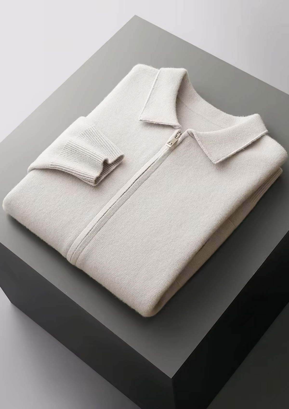 Pure Extra-Fine Merino Wool Zip Polo Cardigan by SATRI & CO. – product view 15