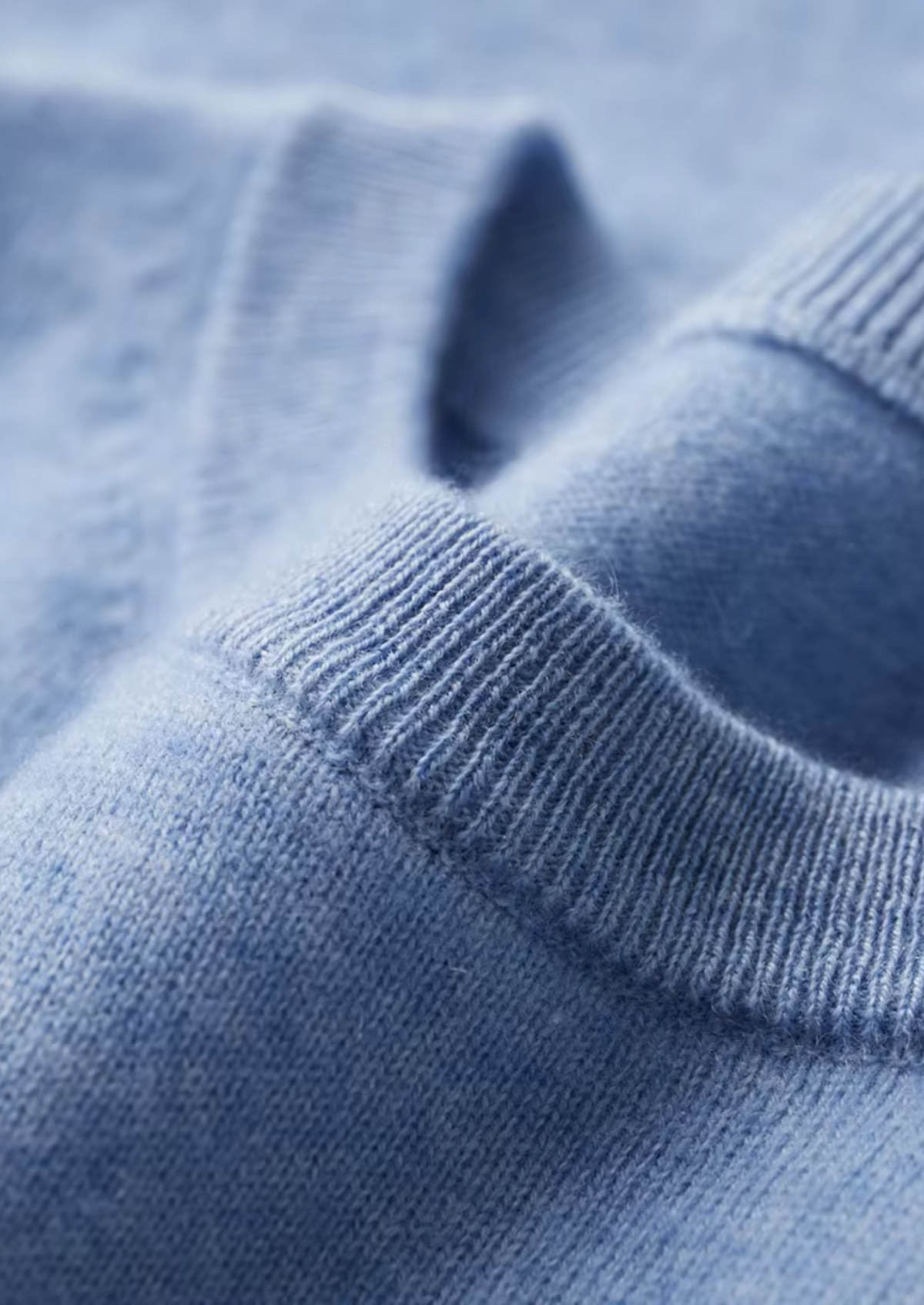 Premium Cashmere Classic Crew Neck T-Shirt - Light Blue by SATRI & CO. – product view 3