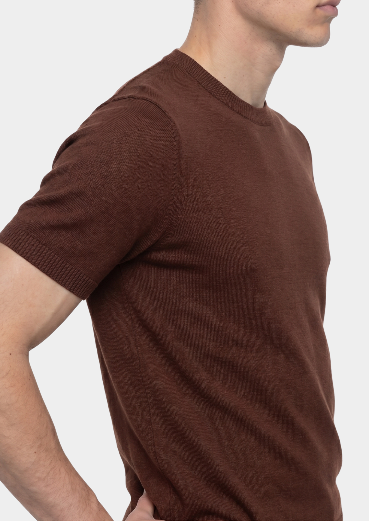 Essential Coffee Knitted Crew Neck T-Shirt by SATRI & CO. – product view 4