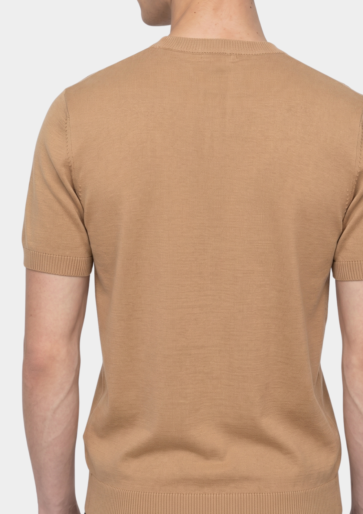 Essential Beige Knitted Crew Neck T-Shirt by SATRI & CO. – product view 2