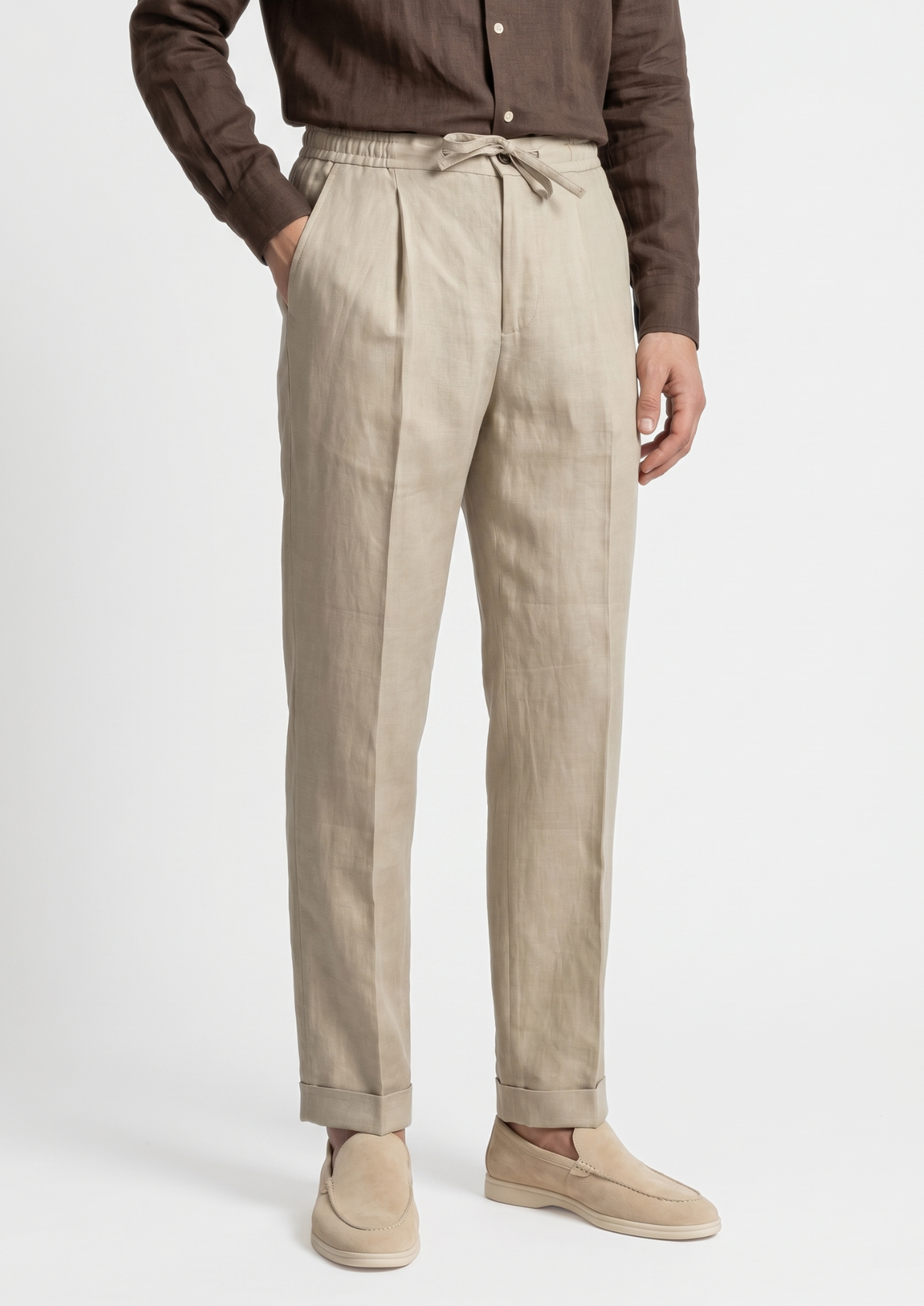 Drawstring Coastal Trousers - Sand by SATRI & CO. – product view 1
