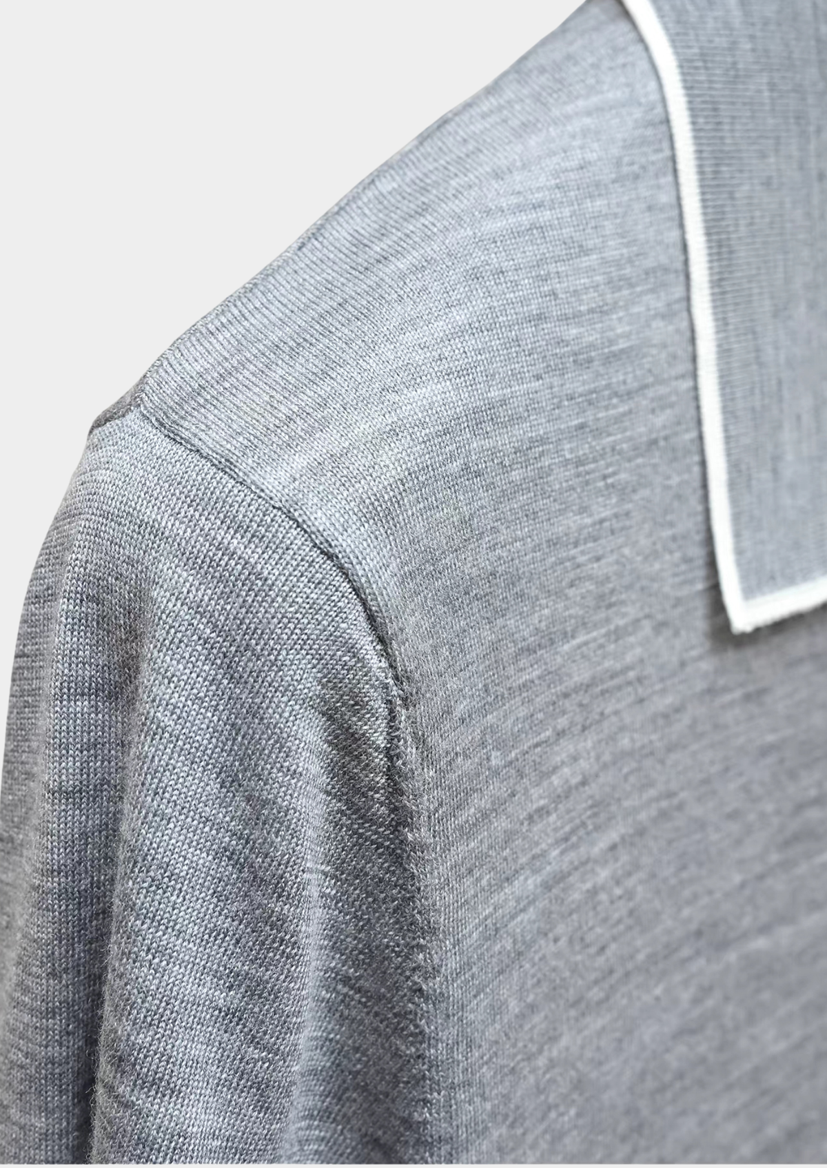 Ellis Light Grey Lightweight Polo Shirt by SATRI & CO. – product view 5