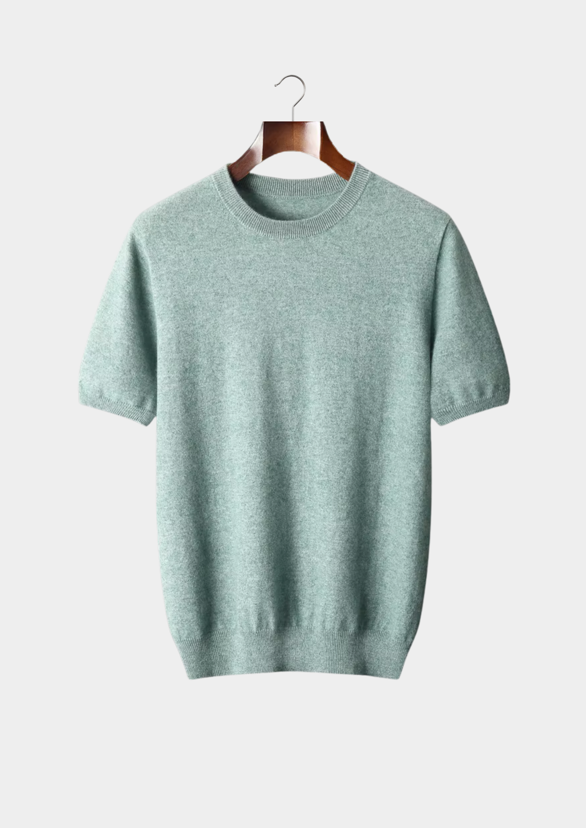 Premium Cashmere Classic Crew Neck T-Shirt - Verdant Slate by SATRI & CO. – product view 1