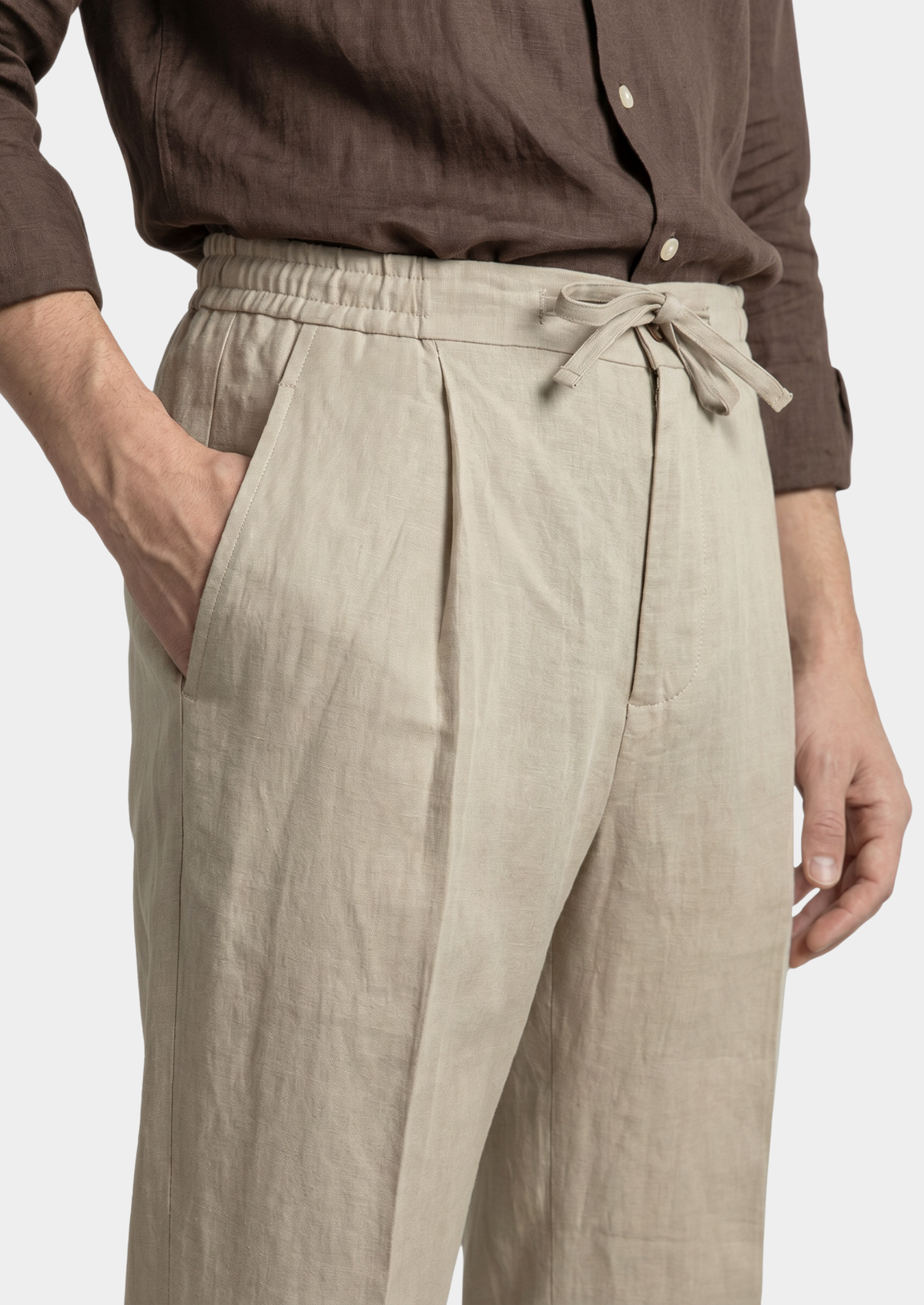 Drawstring Coastal Trousers - Sand by SATRI & CO. – product view 2