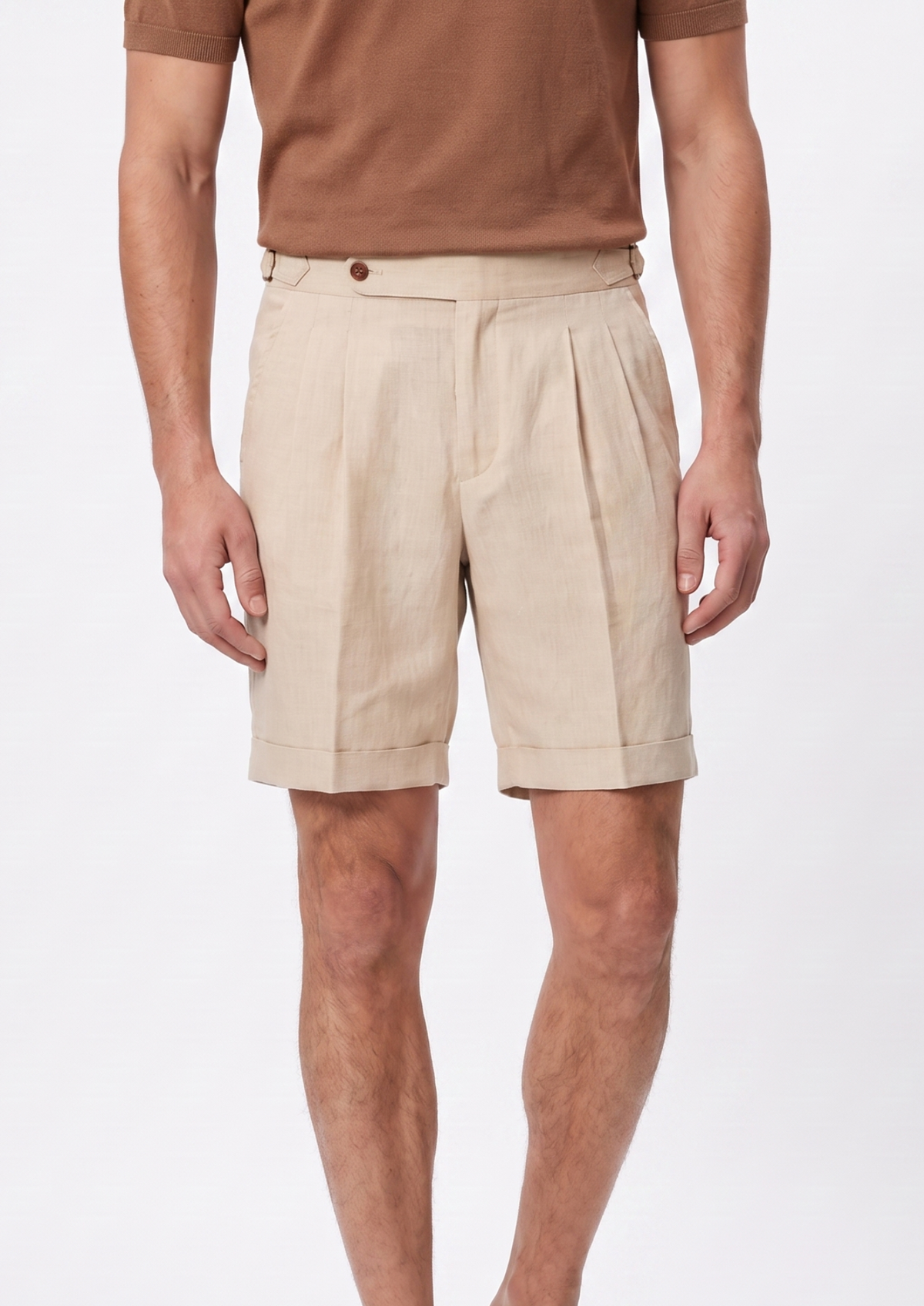 Sand Pleated Linen Seaside Shorts by SATRI & CO. – product view 1