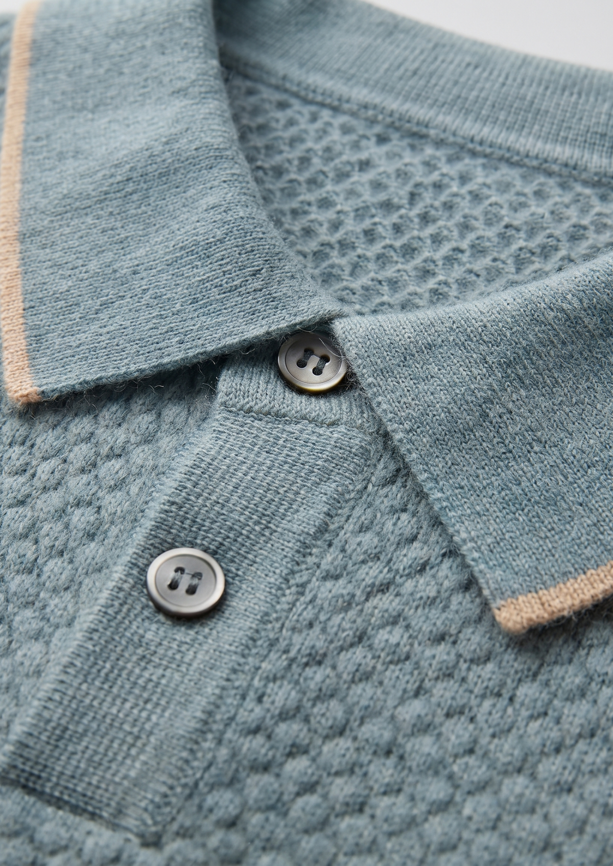 Premium Cashmere Sea Blue Two-Tone Polo by SATRI & CO. – product view 2