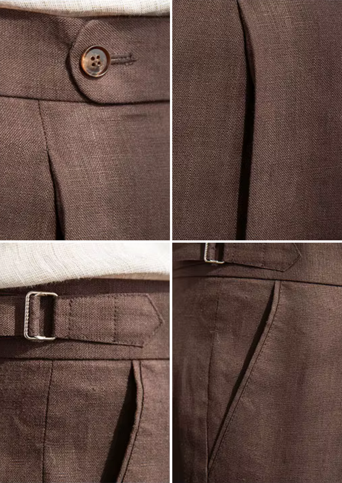 Tuscany Pleated Coastal Trousers - Dark Brown by SATRI & CO. – product view 5