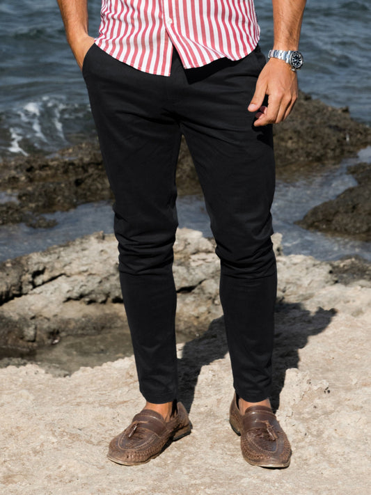 Men's Stretch Chinos - Black | SATRI