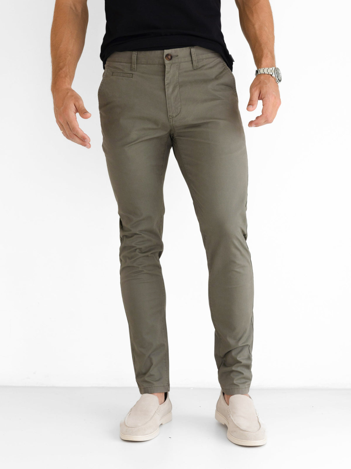 Men's Stretch Chinos - Safari Green | SATRI