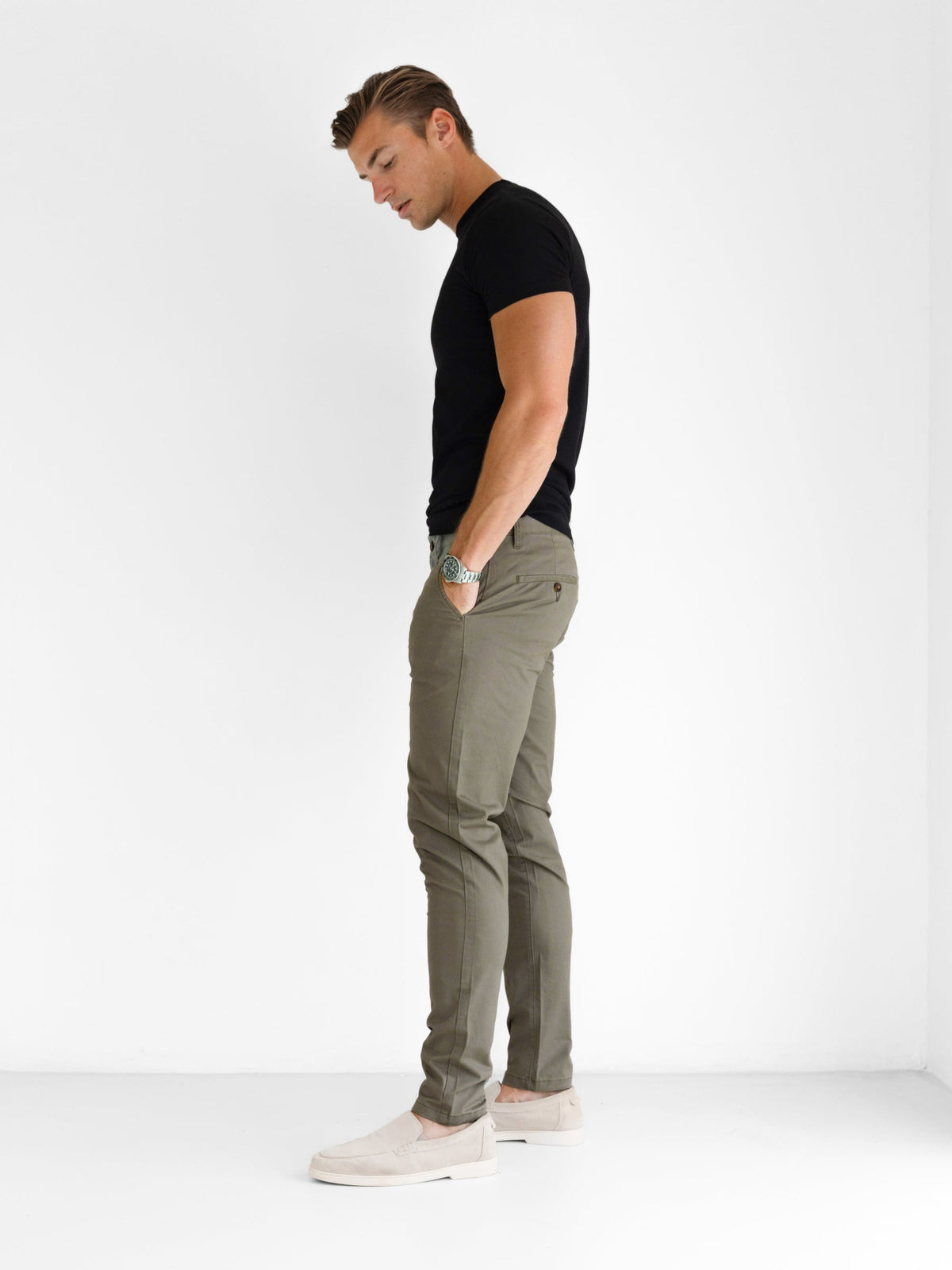Stretch Chinos - Safari Green