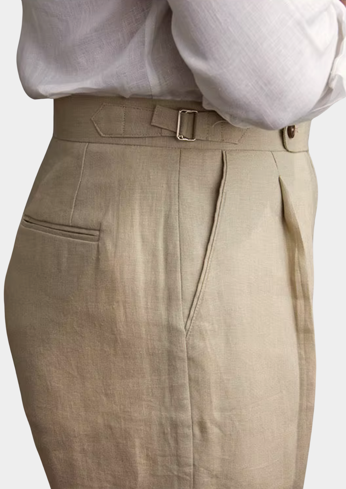 Tuscany Pleated Coastal Trousers - Sand by SATRI & CO. – product view 3