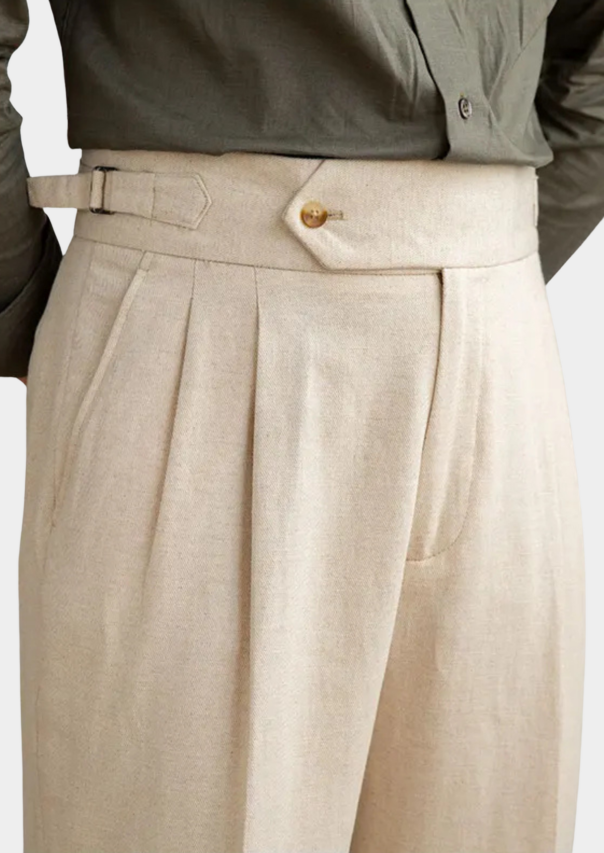 Napoli Pleated Coastal Trousers - Sand by SATRI & CO. – product view 2