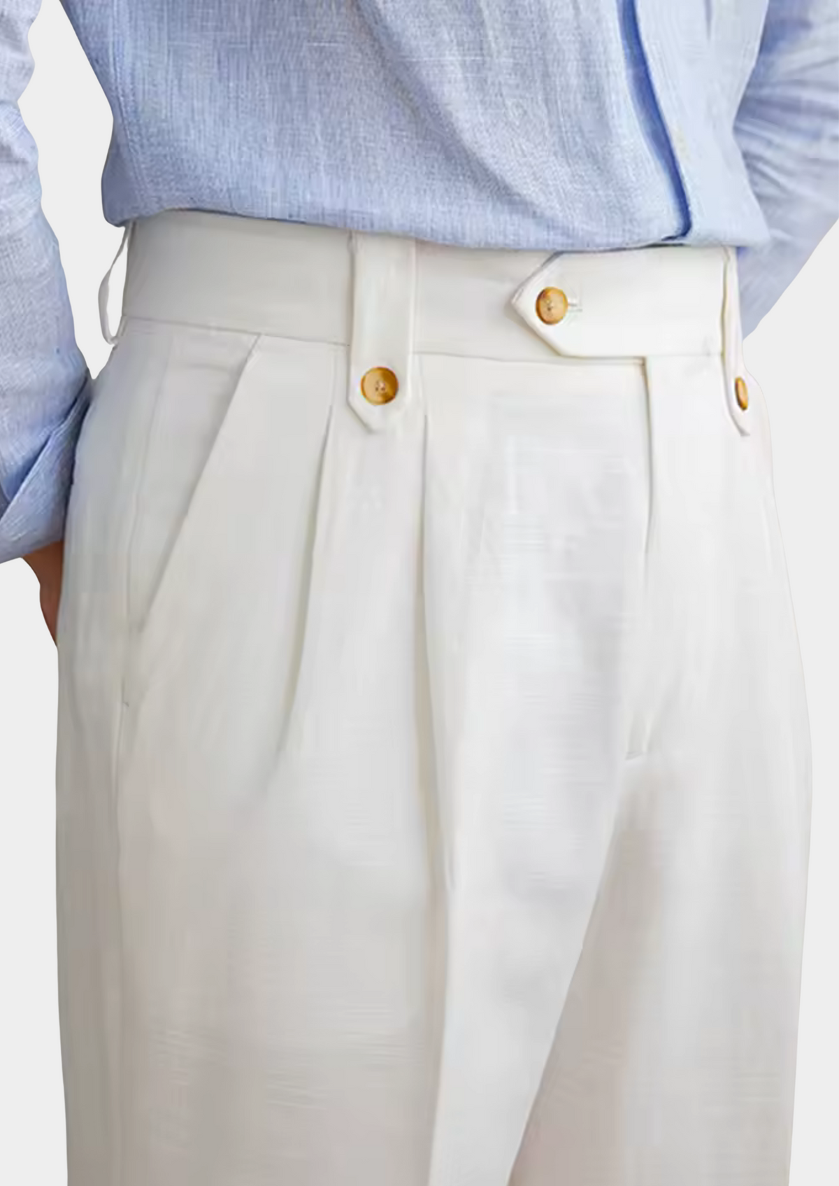 Cagliari Pleated Coastal Trousers - White by SATRI & CO. – product view 2