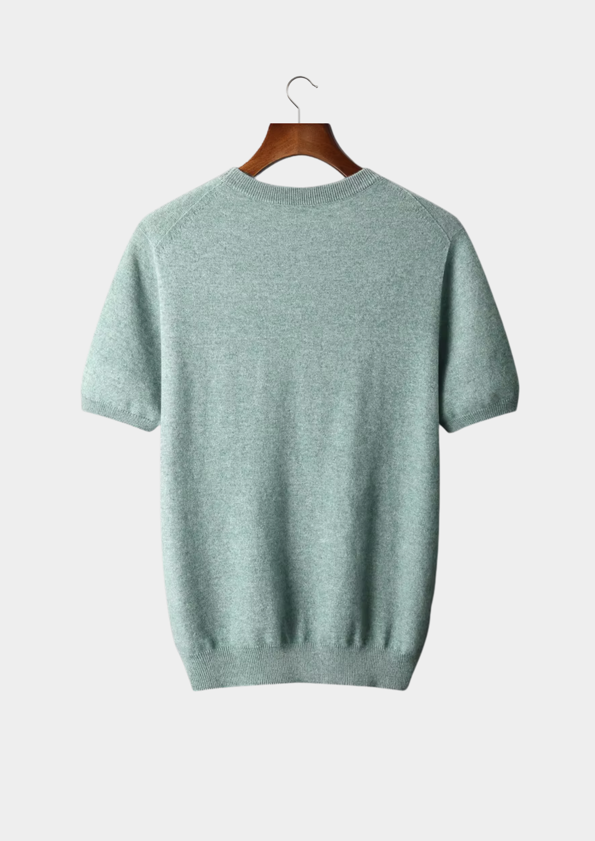 Premium Cashmere Classic Crew Neck T-Shirt - Verdant Slate by SATRI & CO. – product view 2