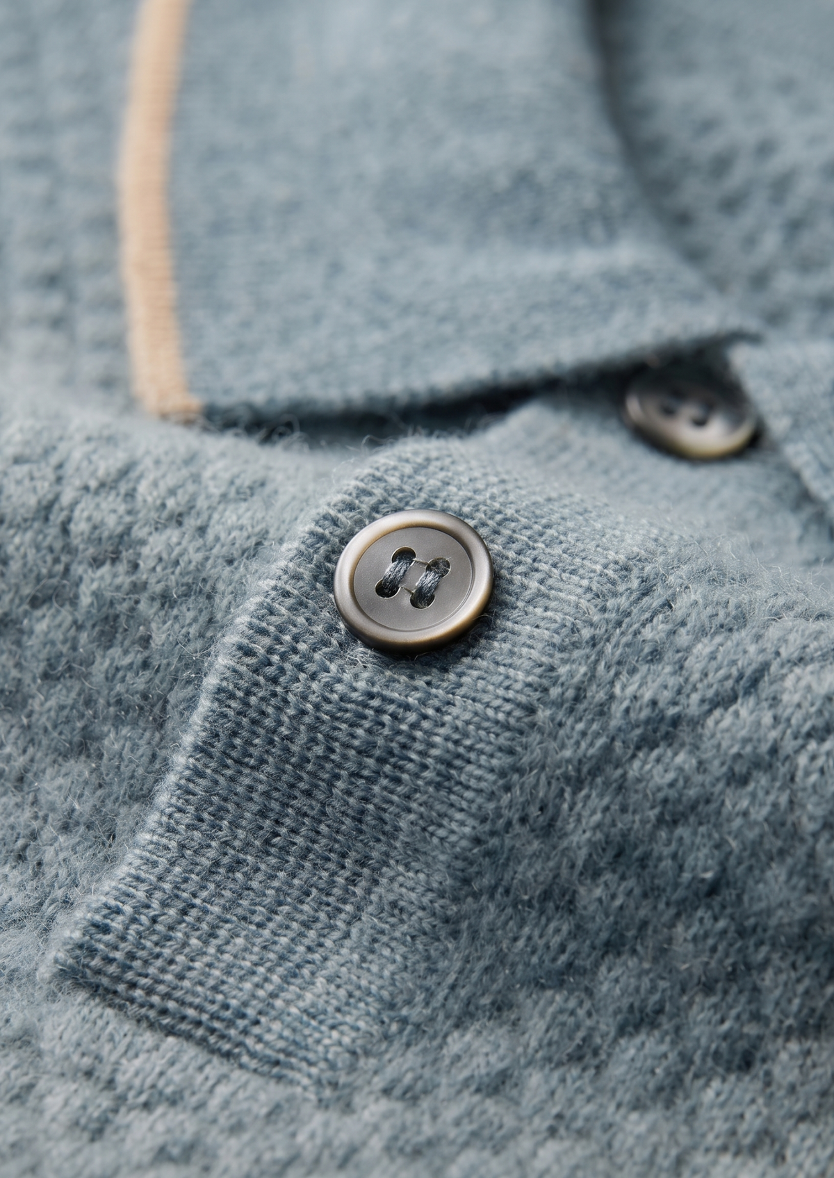 Premium Cashmere Sea Blue Two-Tone Polo by SATRI & CO. – product view 3