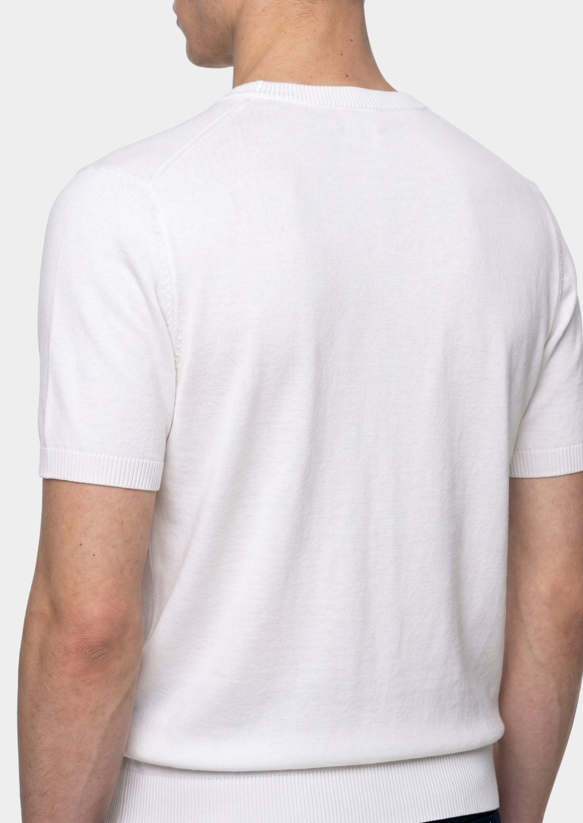 Essential White Knitted Crew Neck T-Shirt by SATRI & CO. – product view 6