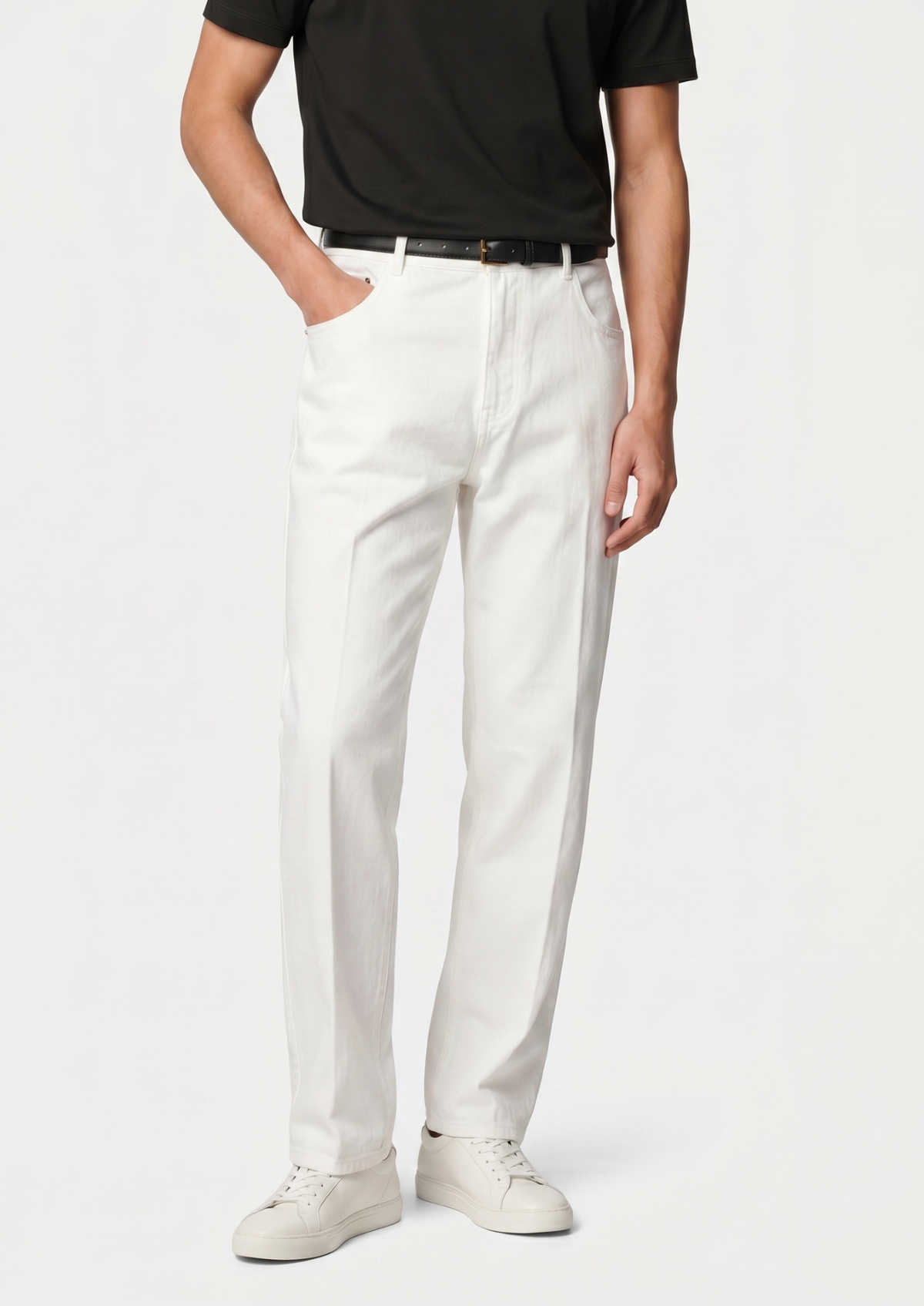 Essential White Straight Leg Denim Trousers by SATRI & CO. – product view 1