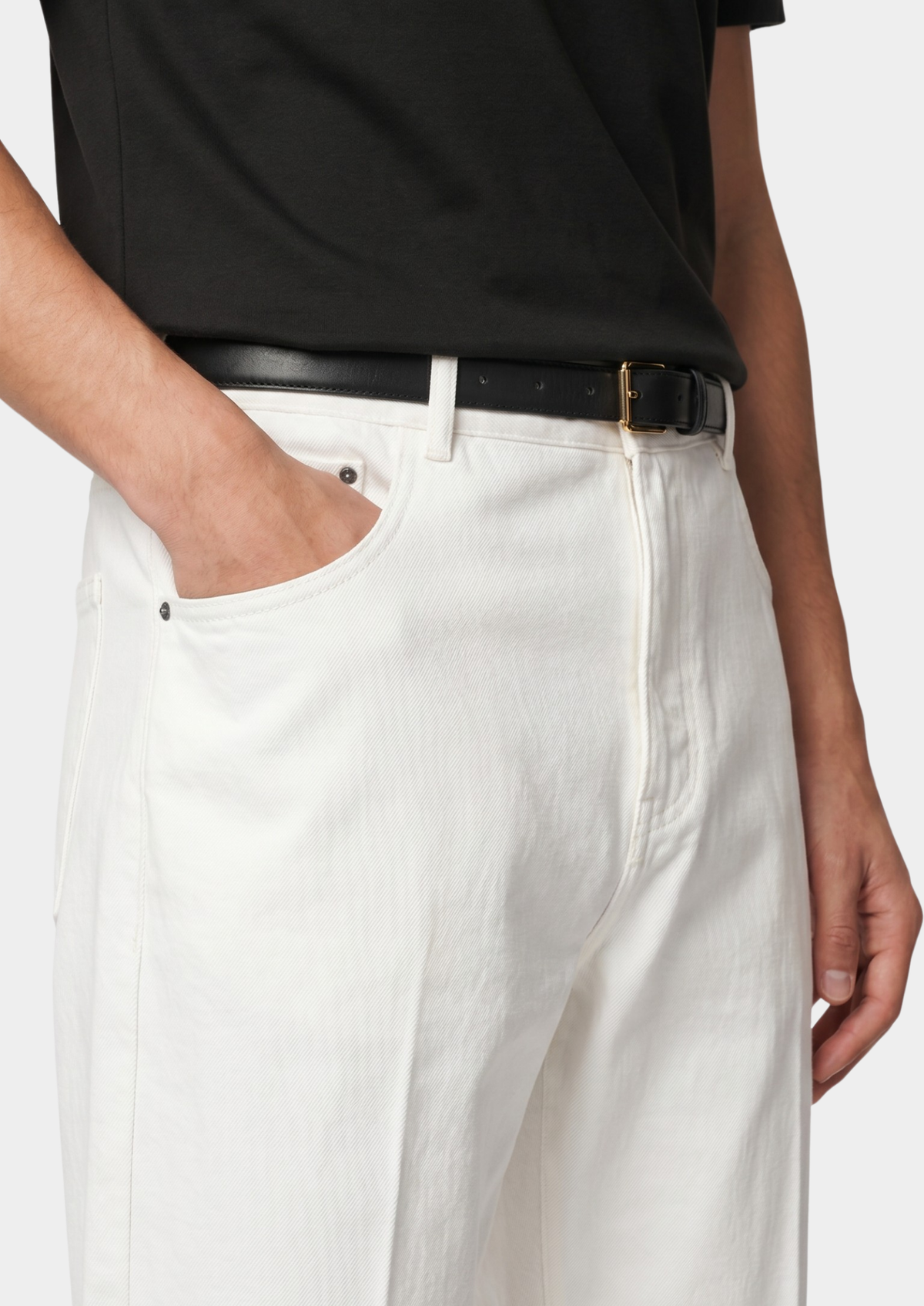 Essential White Straight Leg Denim Trousers by SATRI & CO. – product view 2